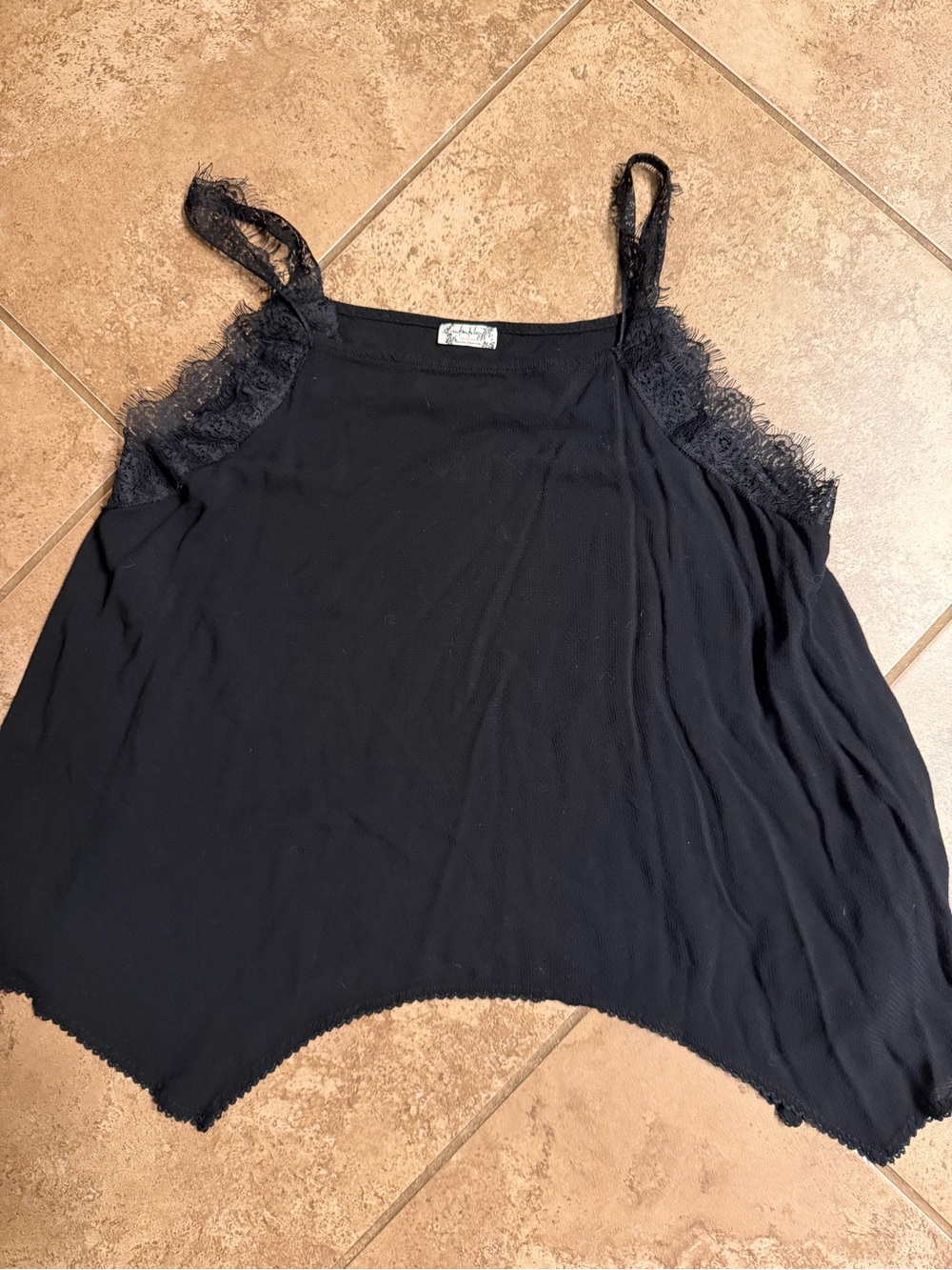 Free People Black Lace-Trim Camisole